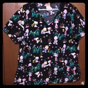 Peanuts Christmas scrub top